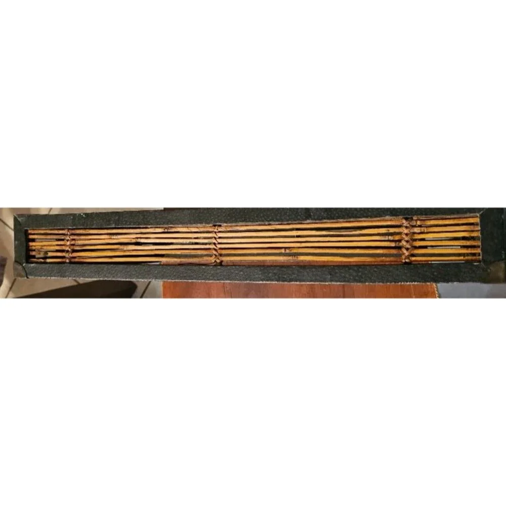 Vintage Bamboo Rattan Slatted Tray Boho Tiki Bar Decor